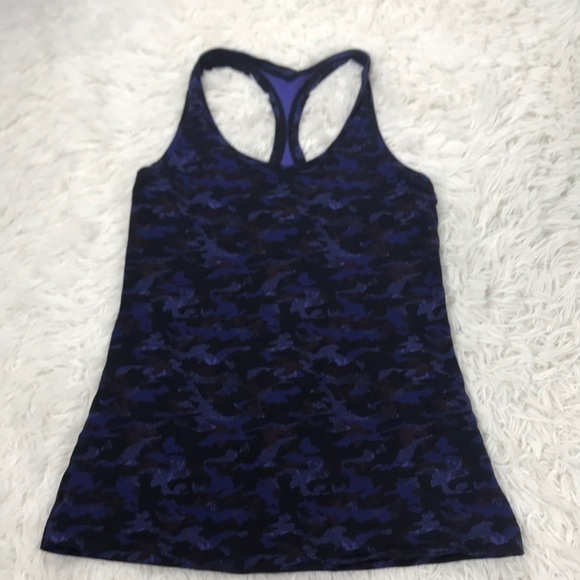 🔥$SALE$🔥 Lululemon Cool Racerback II Mini Hounds Camo Emperor Blue Black - Picture 1 of 4